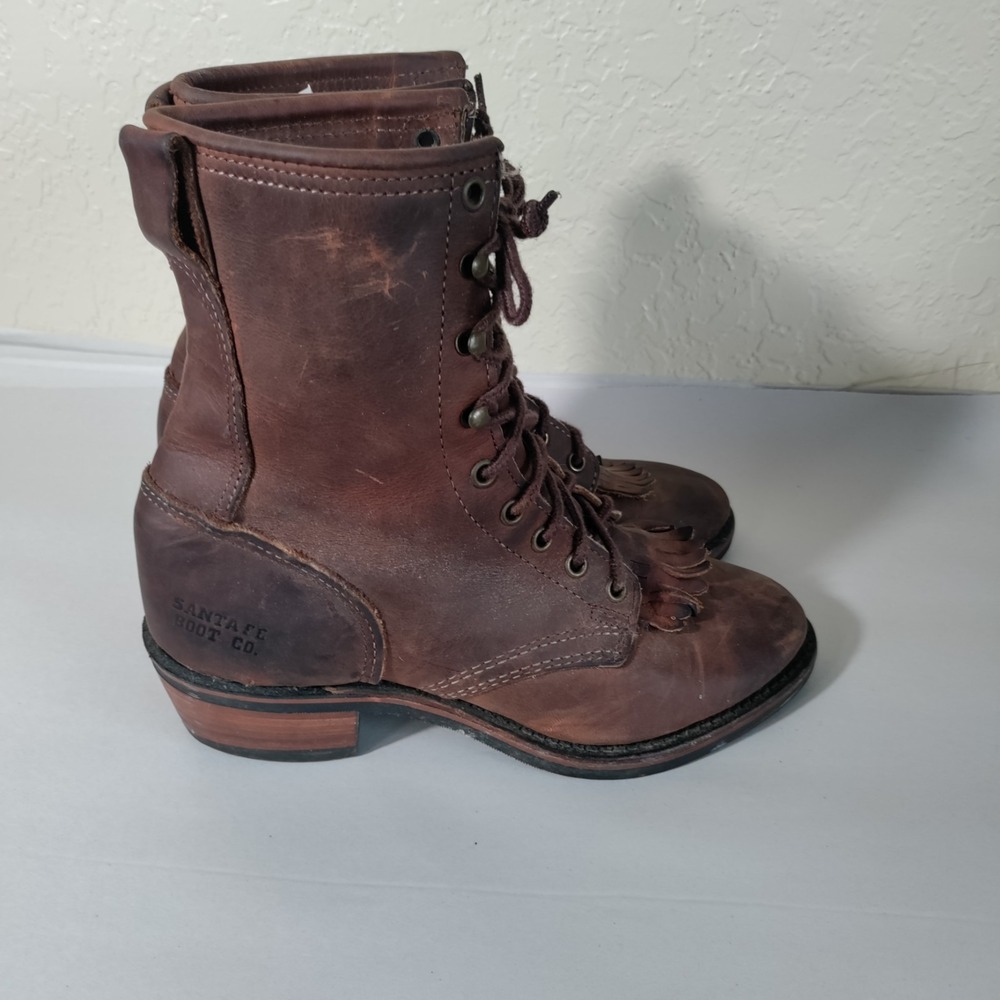 Santa Fe Boot Company Leather Granny Grunge Punk‎ Riding Leather Womens Boots 7M